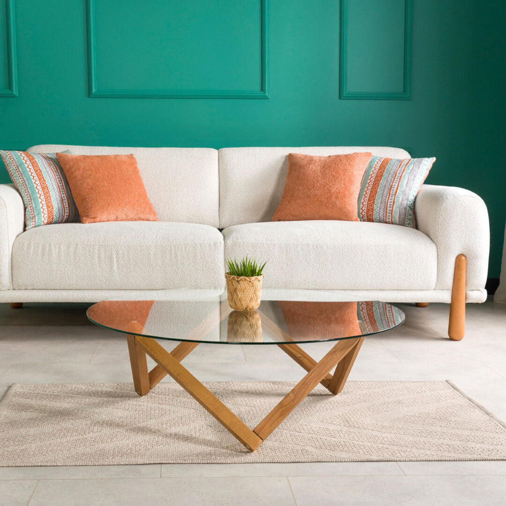 Nora Yuvarlak Cam Orta Sehpa