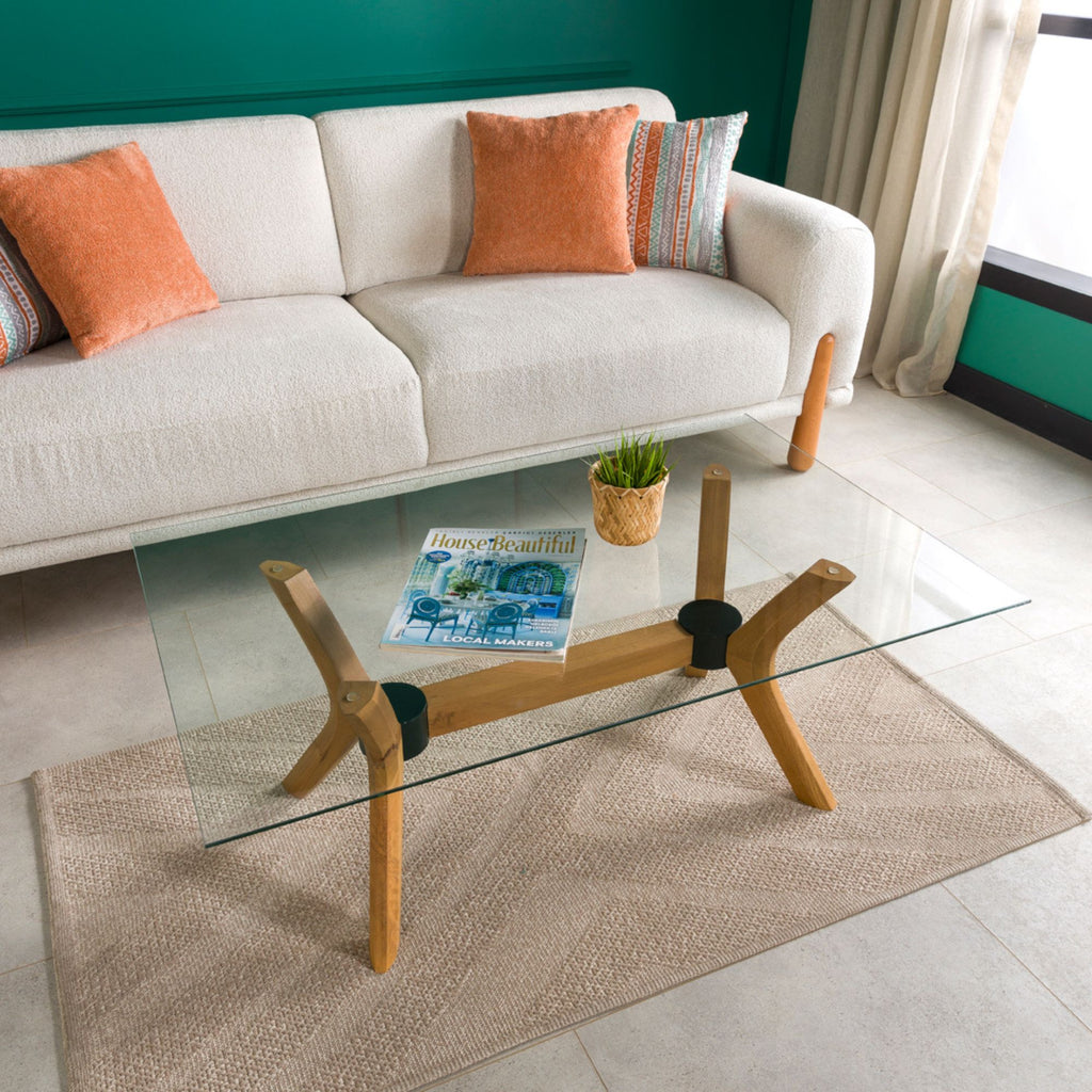 Luna Dikdörtgen Cam Orta Sehpa