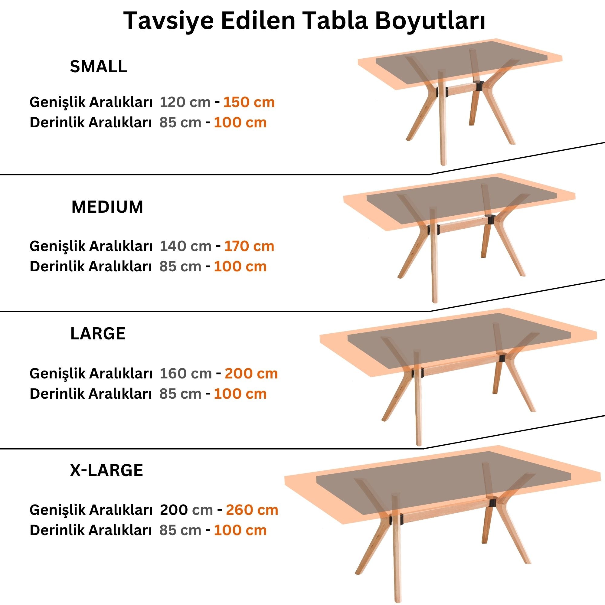 Kelebek Masa Ayağı - Dikdörtgen Tabla