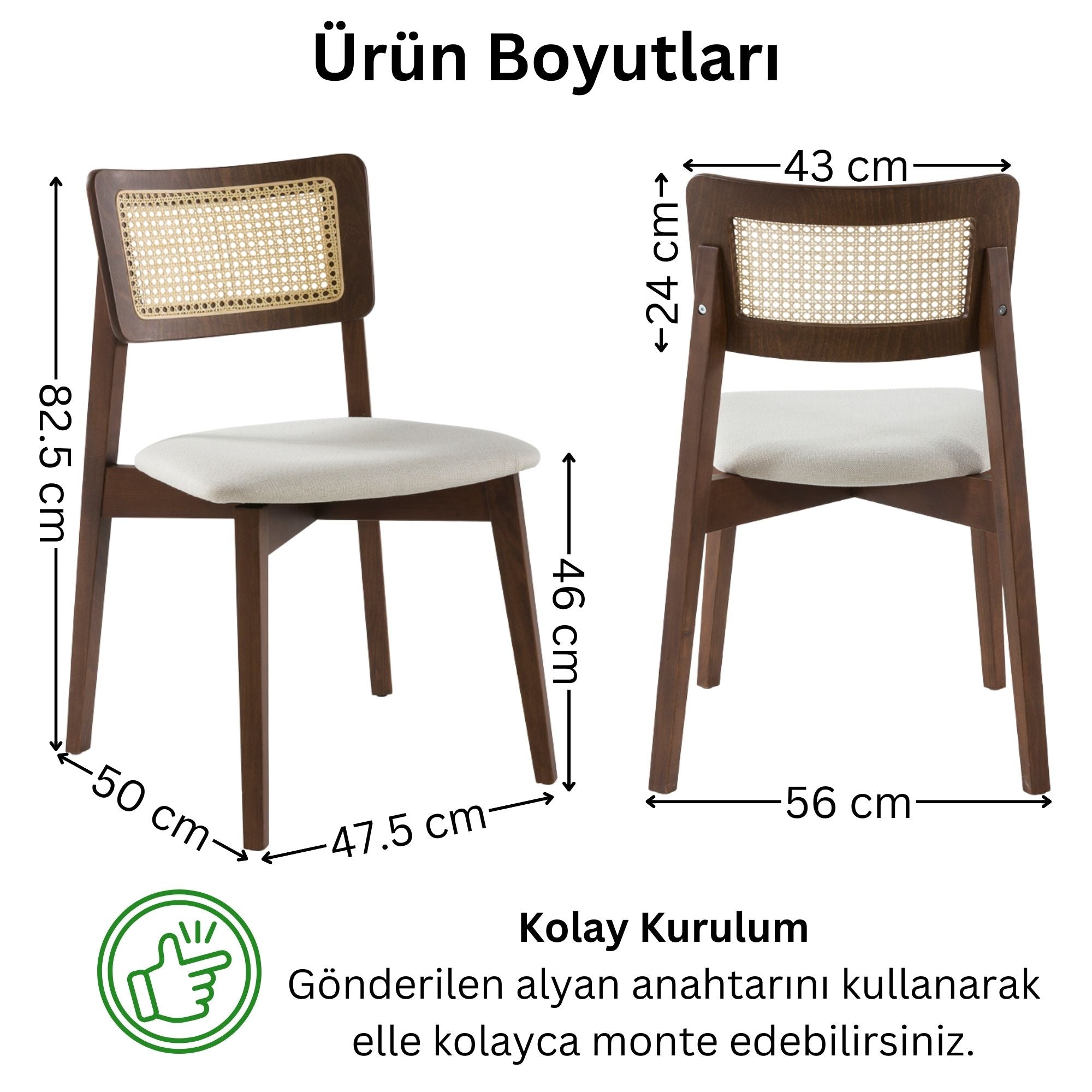 İrem Masif Kayın Sandalye (2'li Set)