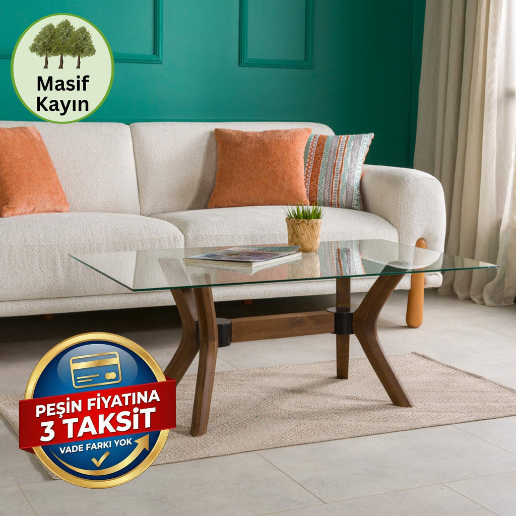 Luna Dikdörtgen Cam Orta Sehpa