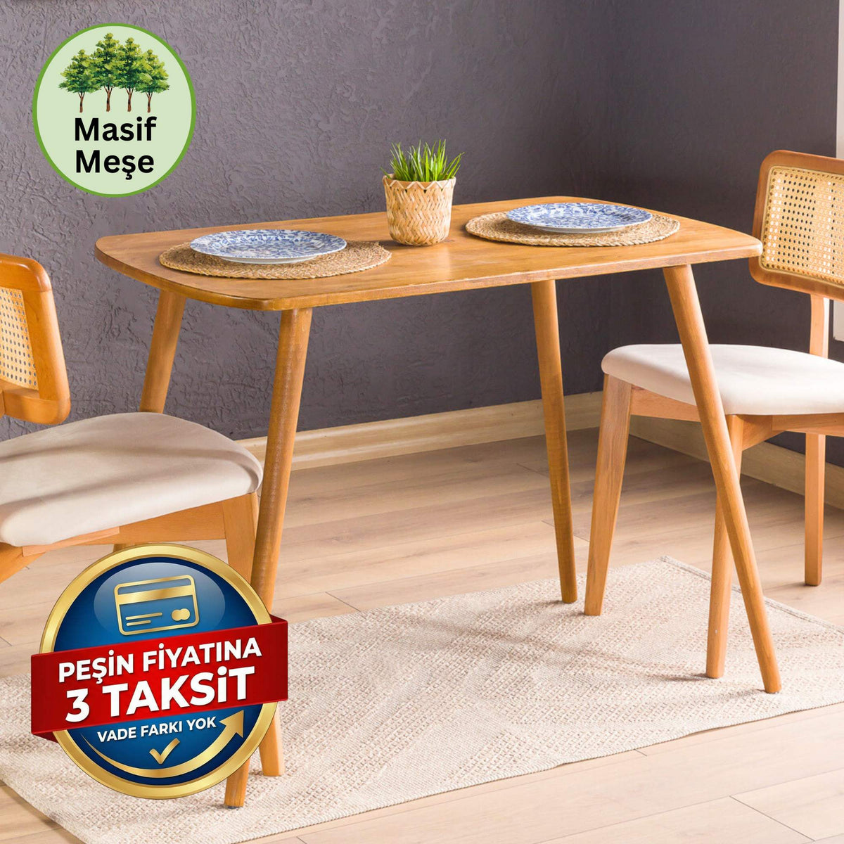 Aris Oval Kenarlı Dikdörtgen Yemek Masası