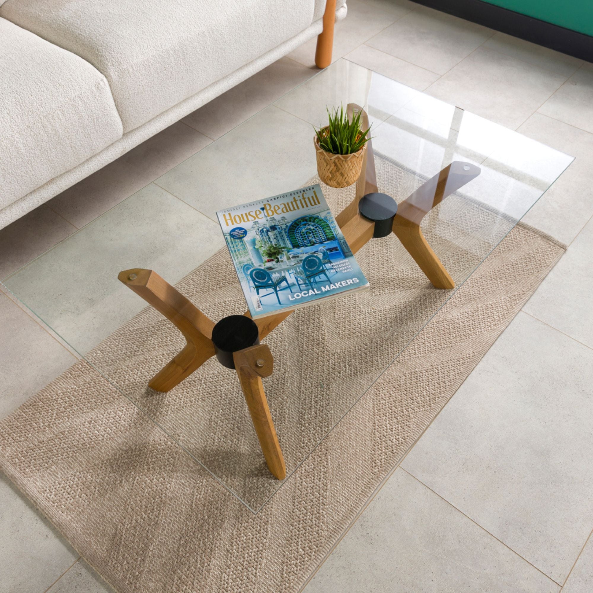 Luna Dikdörtgen Cam Orta Sehpa