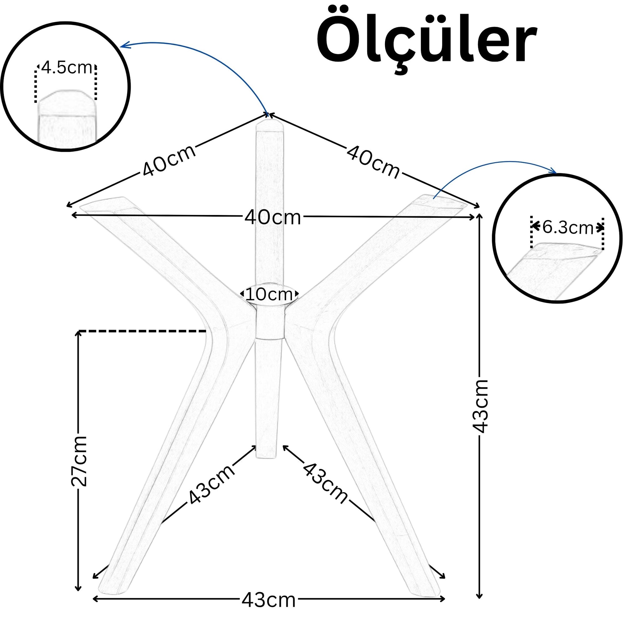 Kelebek Sehpa Ayağı – 3 Ayaklı