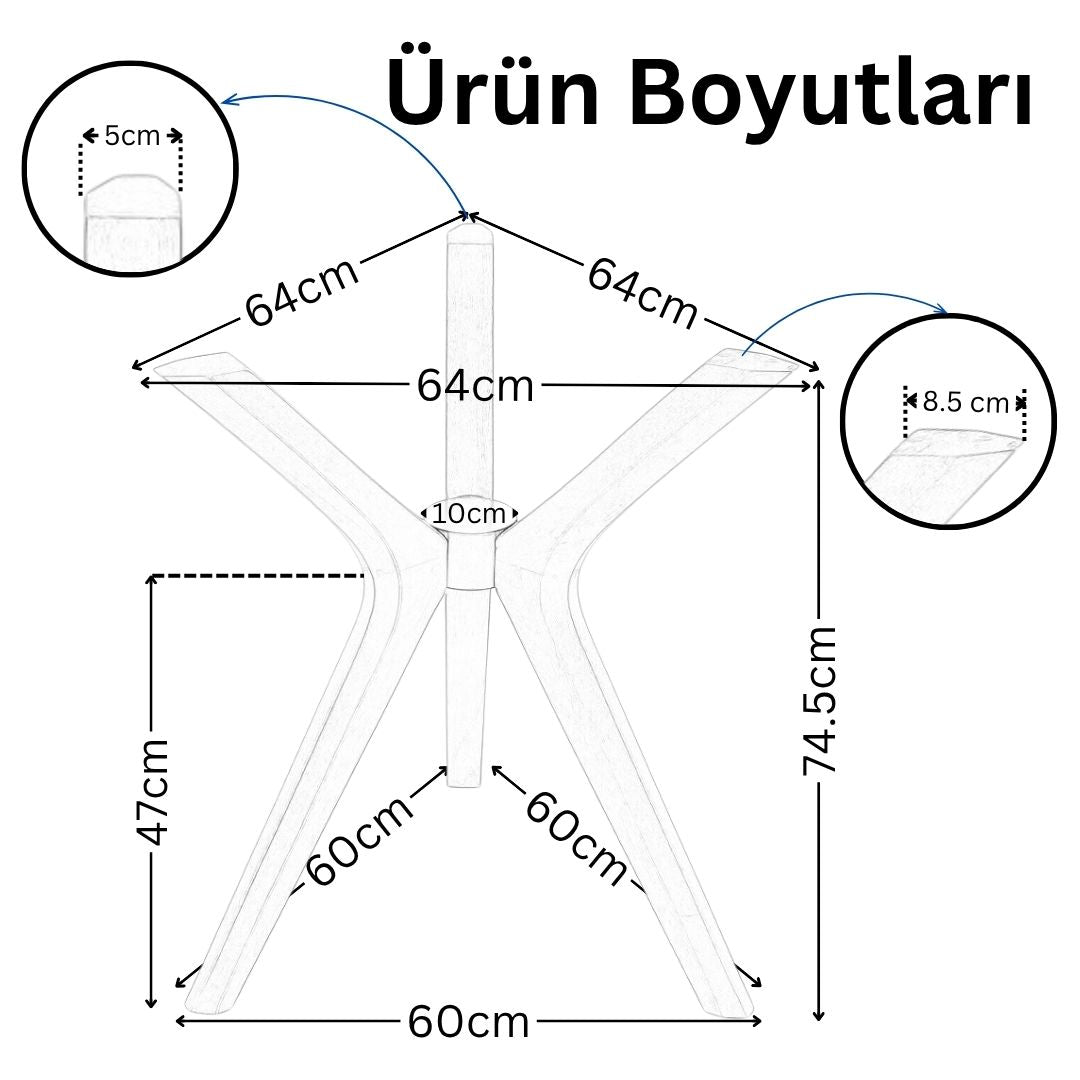 Kelebek Masa Ayağı - 3 Ayaklı