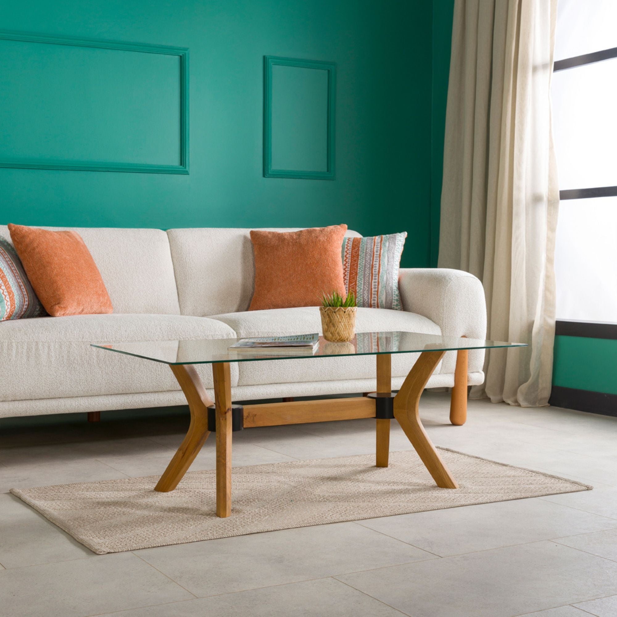 Luna Dikdörtgen Cam Orta Sehpa