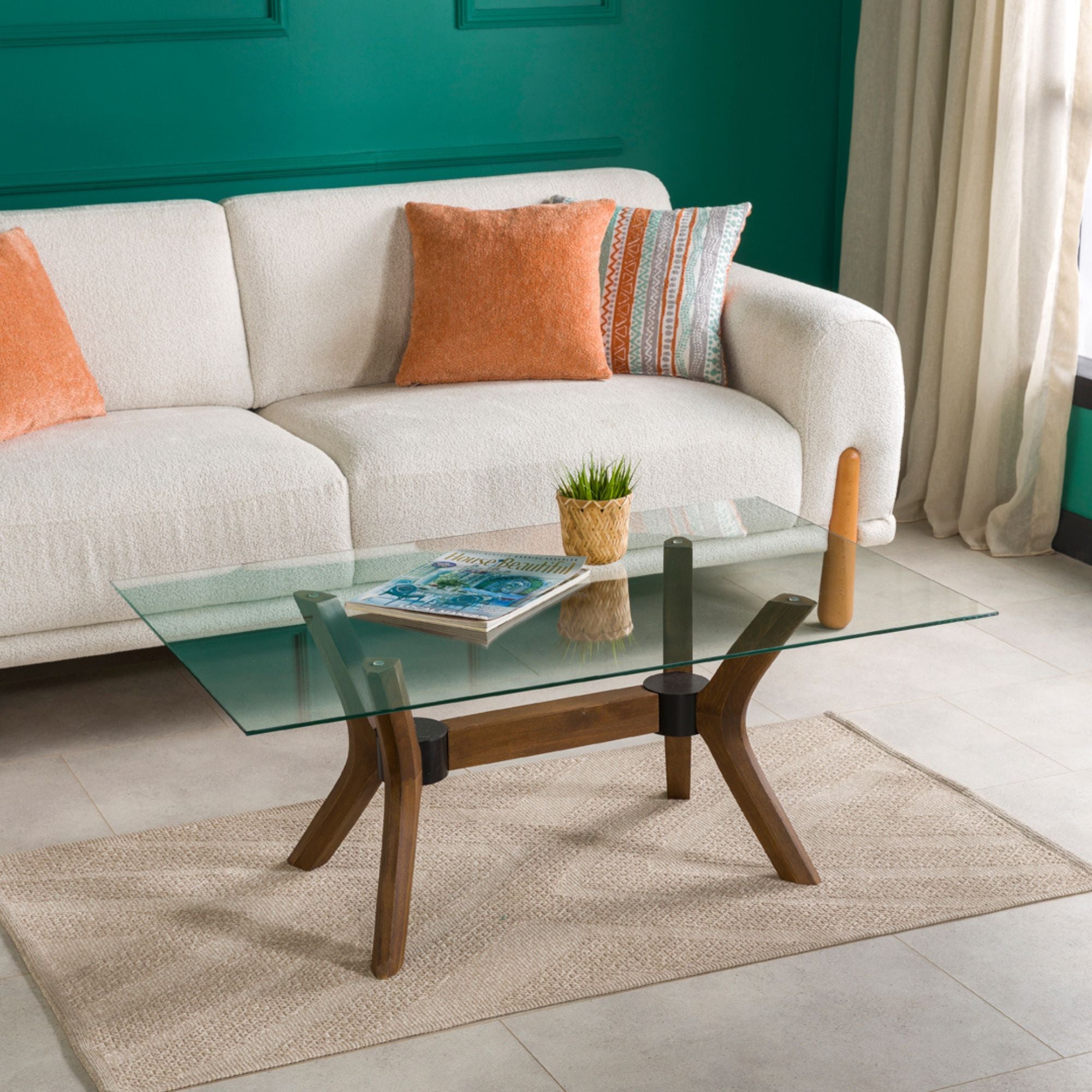 Luna Dikdörtgen Cam Orta Sehpa