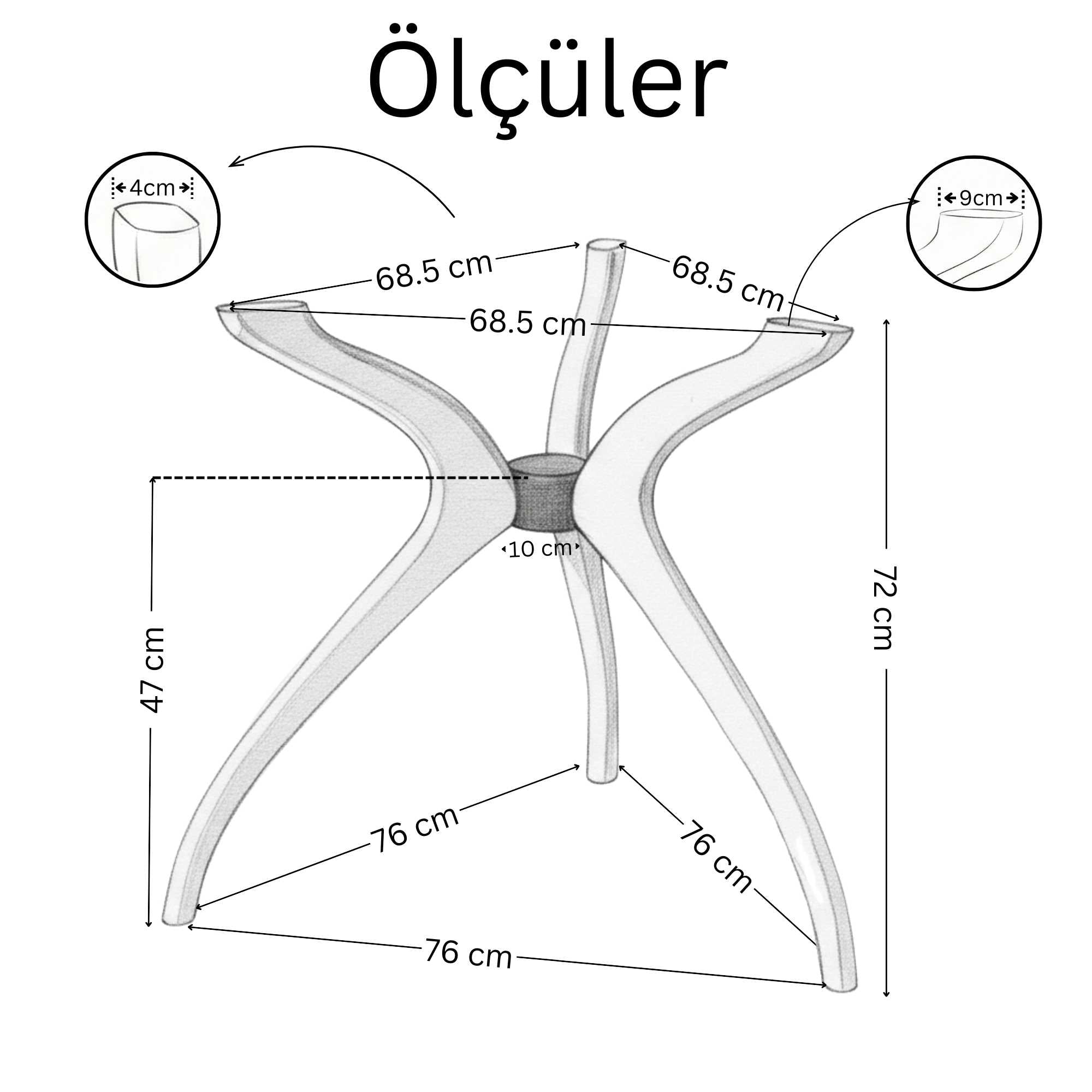 Samyeli Masa Ayağı - 3 Ayaklı