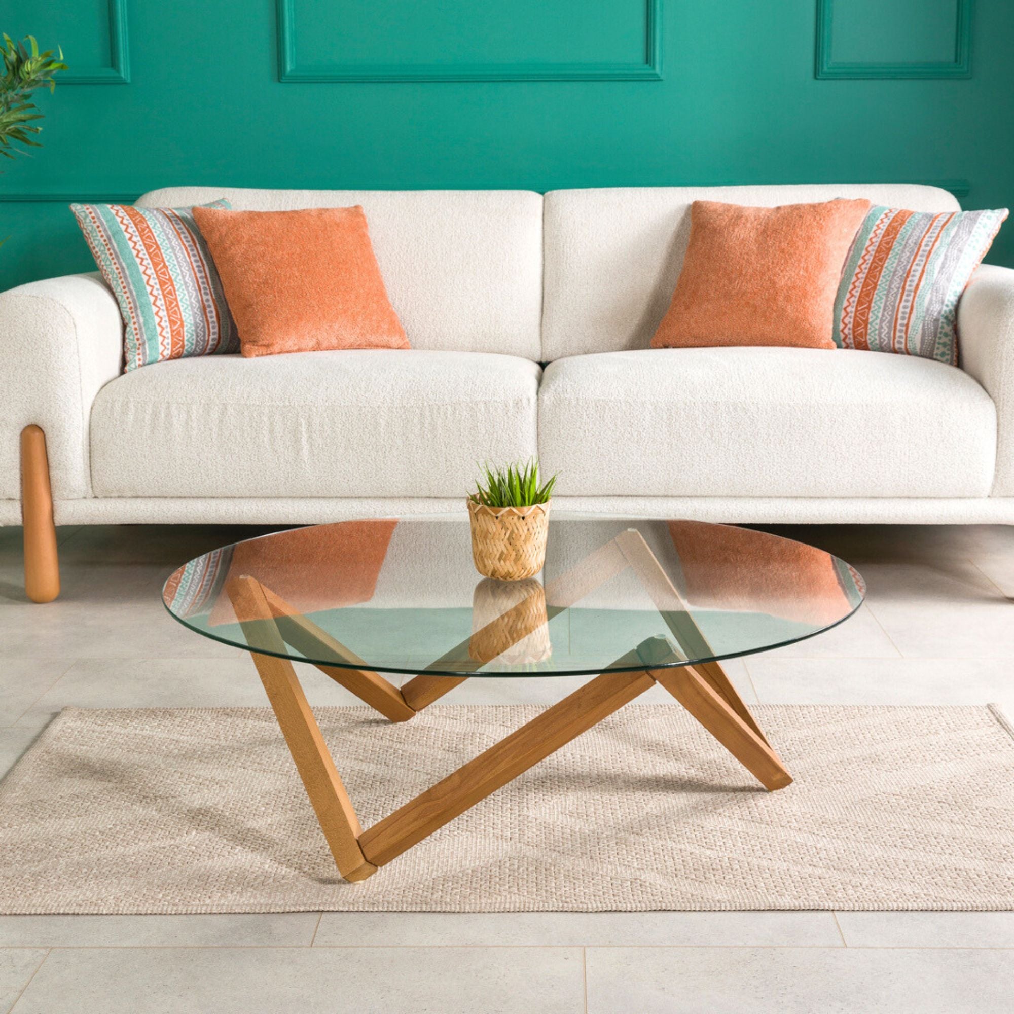 Nora Yuvarlak Cam Orta Sehpa