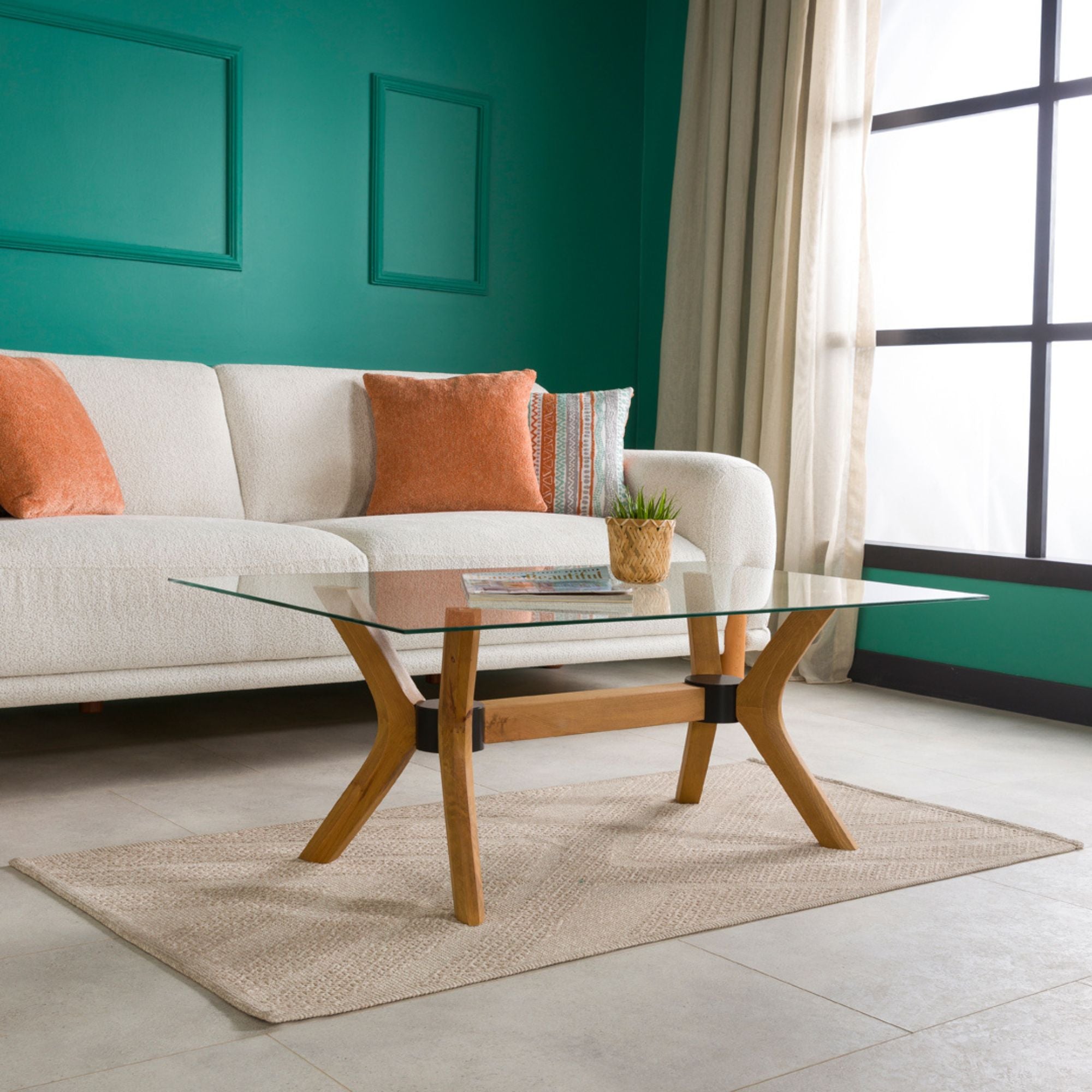 Luna Dikdörtgen Cam Orta Sehpa