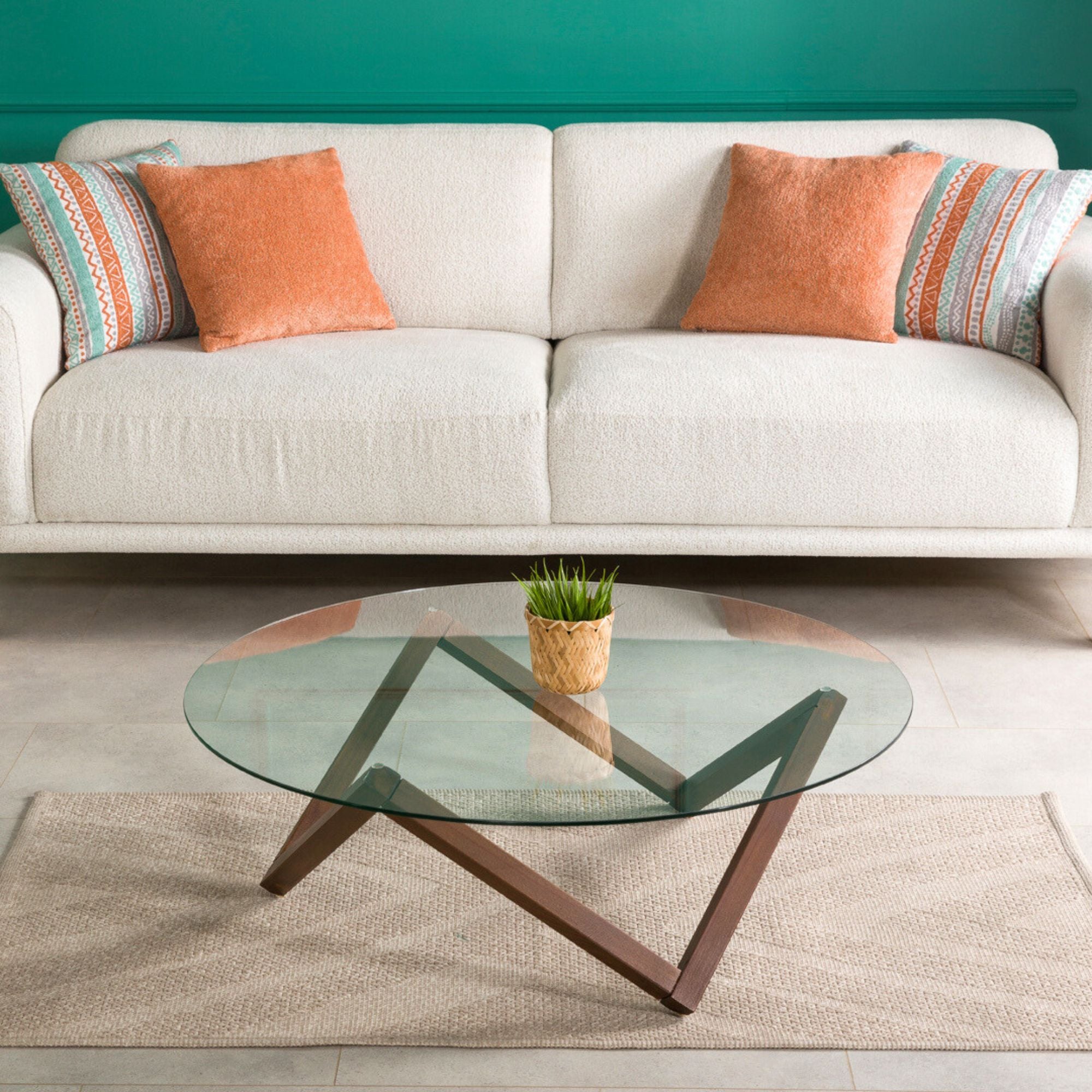 Nora Yuvarlak Cam Orta Sehpa